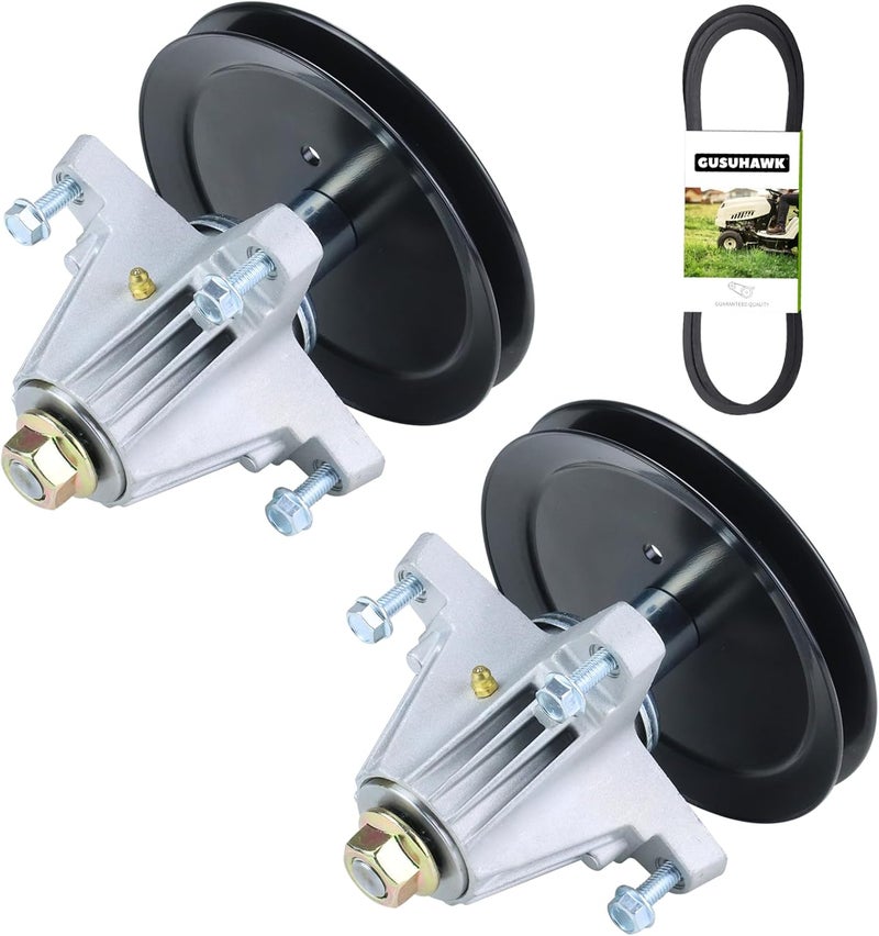 GUSUHAWK 2 Pack 918-06977A Spindle Assembly with 954-05022A V-Belt Replaces 918-06977 for Cub Cadet XT1-LT46 Efi Fab, XT1-LT46 Kh, XT2-LT46 Efi Fab, XT2-LX46 Fab, Craftsman T8200 Lawn Tractors - Image 1